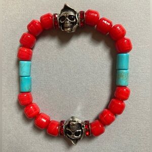Gothic Grim Reaper Red Stretch Bracelet